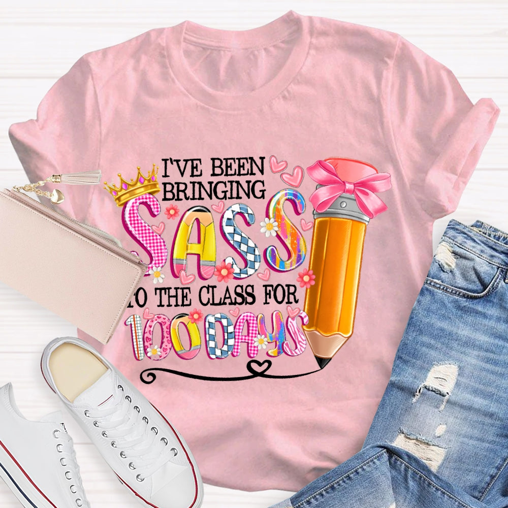 I'Ve Been Bringing Sass To The Class For 100 Days Bow Pencil T-shirt