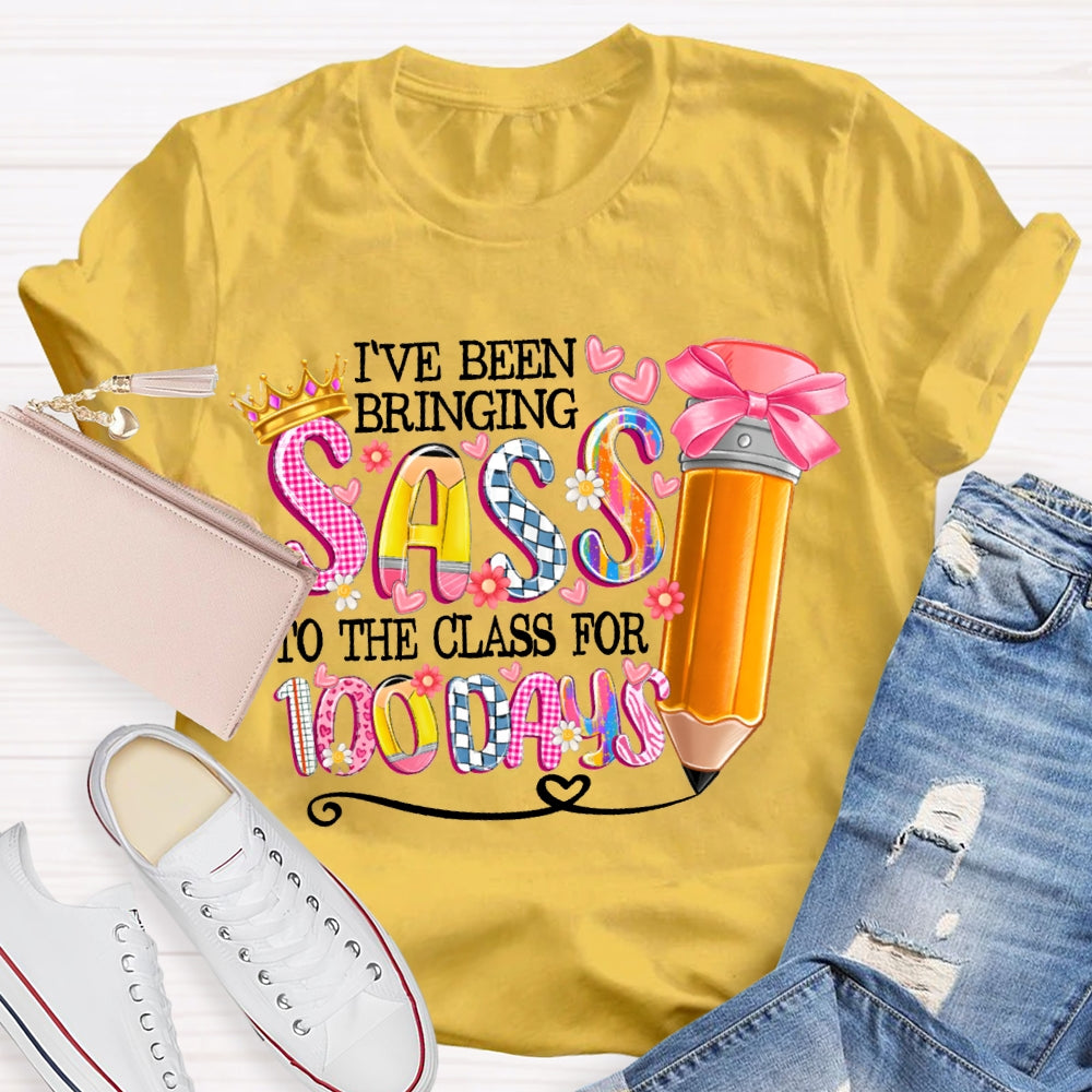 I'Ve Been Bringing Sass To The Class For 100 Days Bow Pencil T-shirt