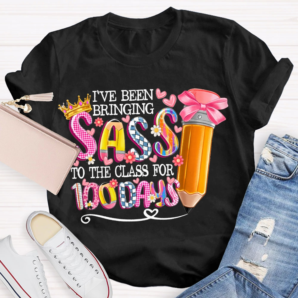 I'Ve Been Bringing Sass To The Class For 100 Days Bow Pencil T-shirt