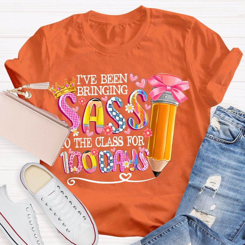 I'Ve Been Bringing Sass To The Class For 100 Days Bow Pencil T-shirt