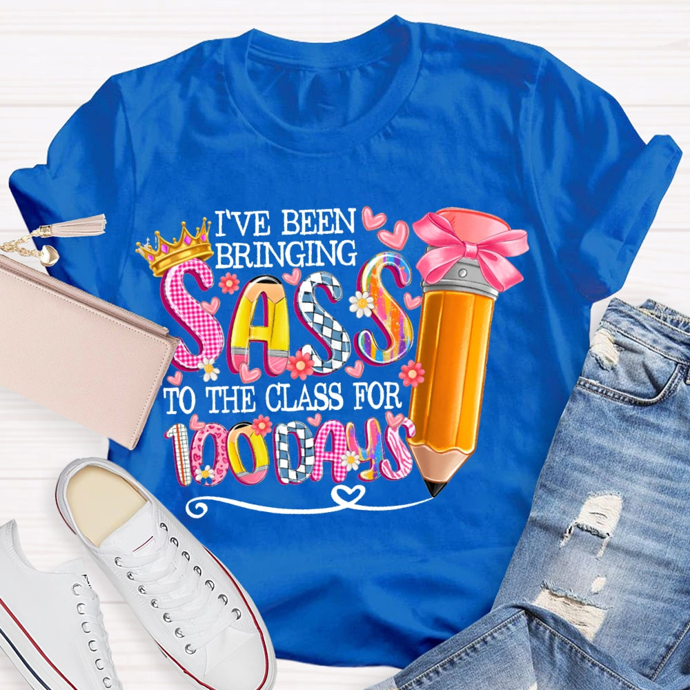 I'Ve Been Bringing Sass To The Class For 100 Days Bow Pencil T-shirt