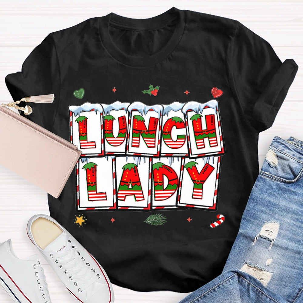 Lunch Lady Christmas Vibes Fonts T-shirt
