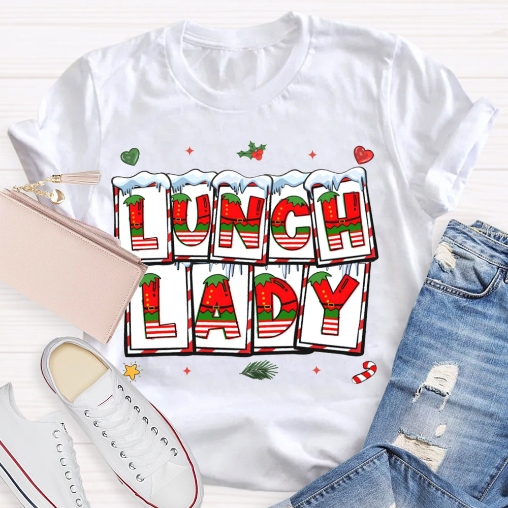 Lunch Lady Christmas Vibes Fonts T-shirt