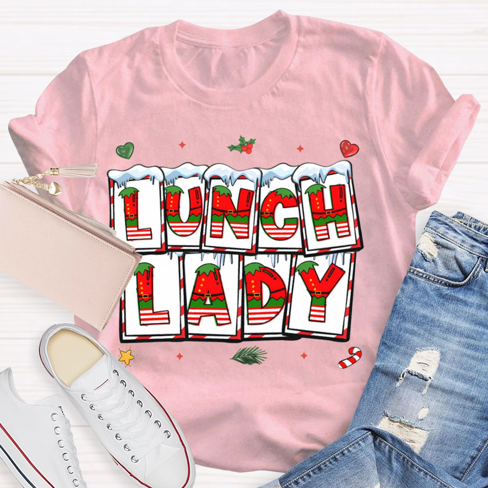 Lunch Lady Christmas Vibes Fonts T-shirt