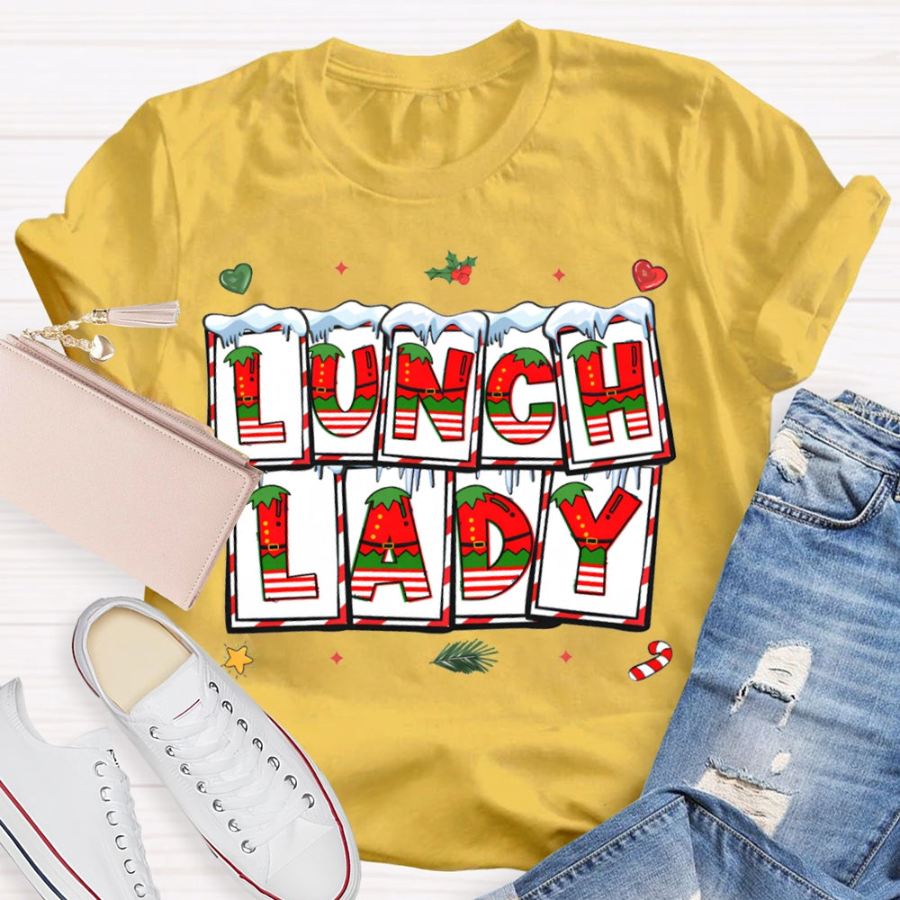 Lunch Lady Christmas Vibes Fonts T-shirt