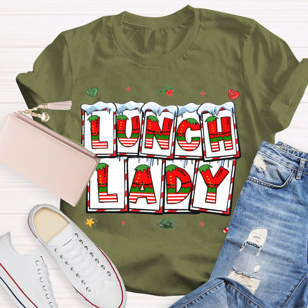 Lunch Lady Christmas Vibes Fonts T-shirt
