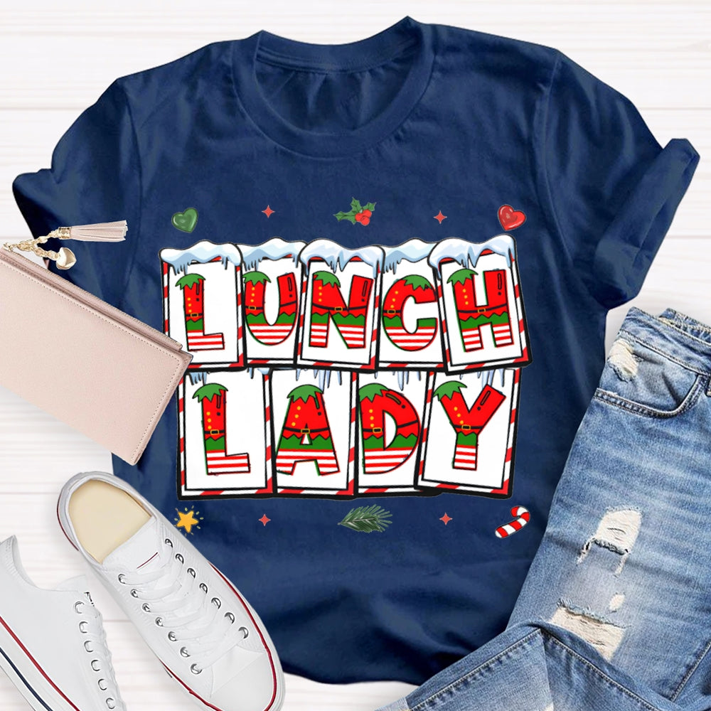 Lunch Lady Christmas Vibes Fonts T-shirt