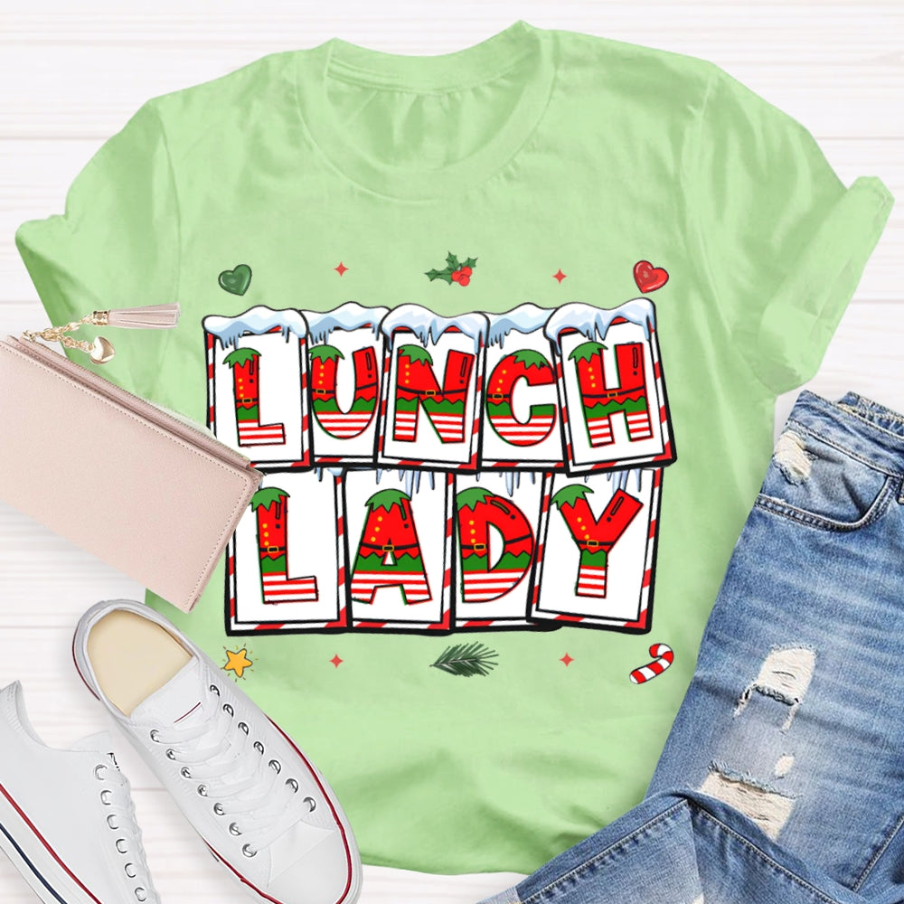 Lunch Lady Christmas Vibes Fonts T-shirt