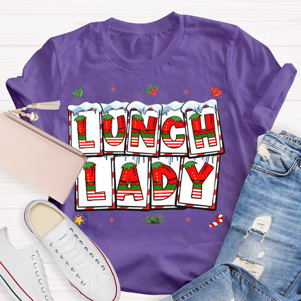 Lunch Lady Christmas Vibes Fonts T-shirt