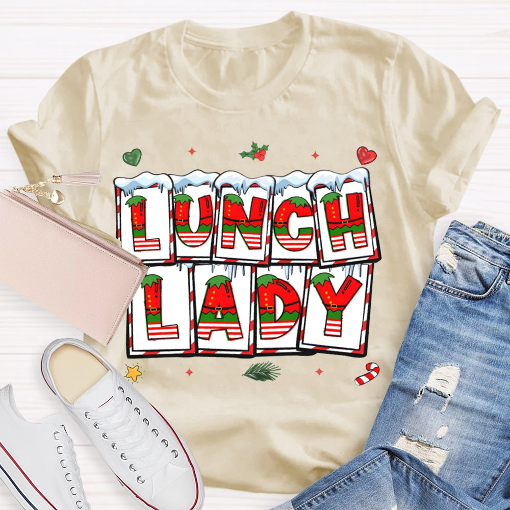 Lunch Lady Christmas Vibes Fonts T-shirt