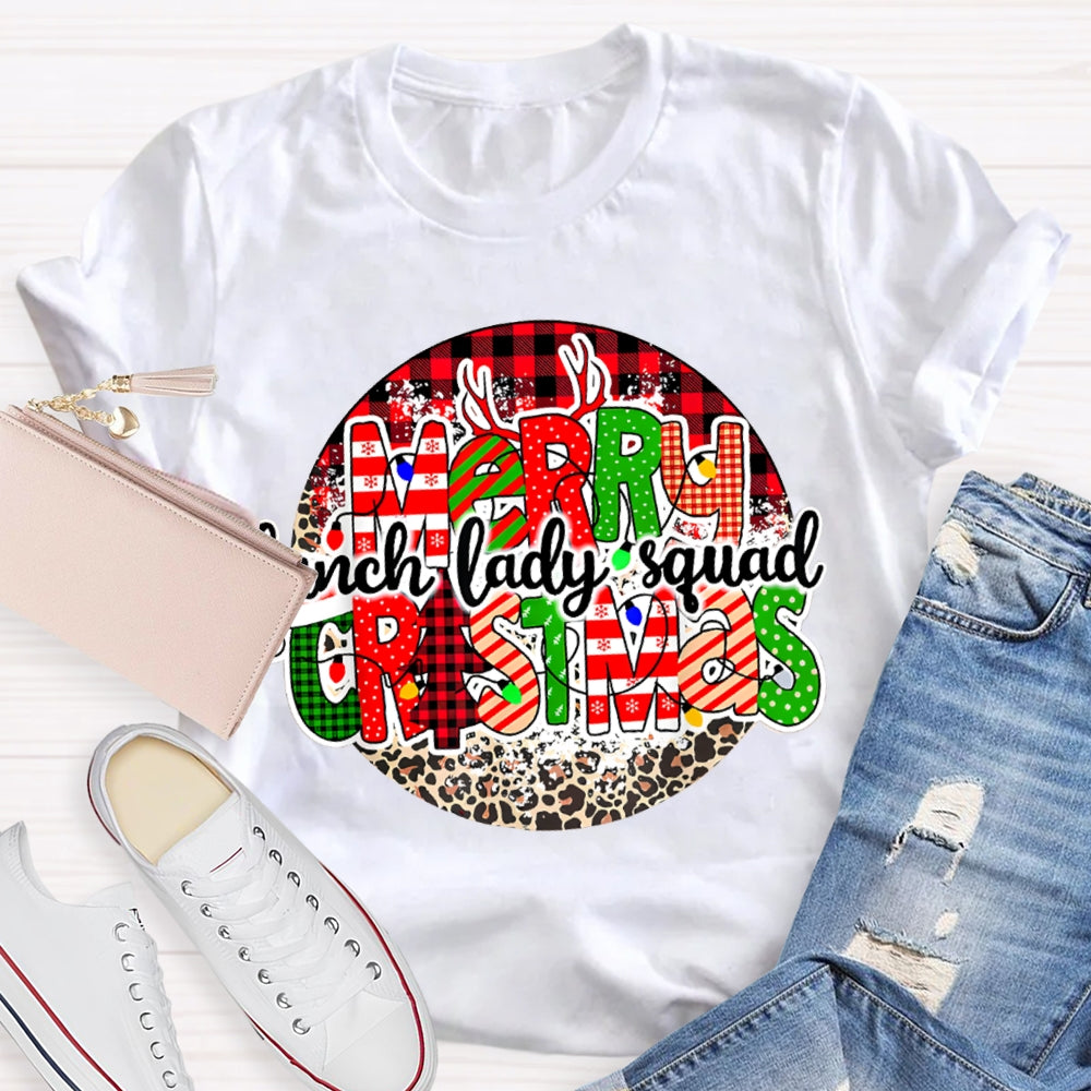 Merry Christmas Lunch Lady Squad Colorful Print Christmas T-shirt
