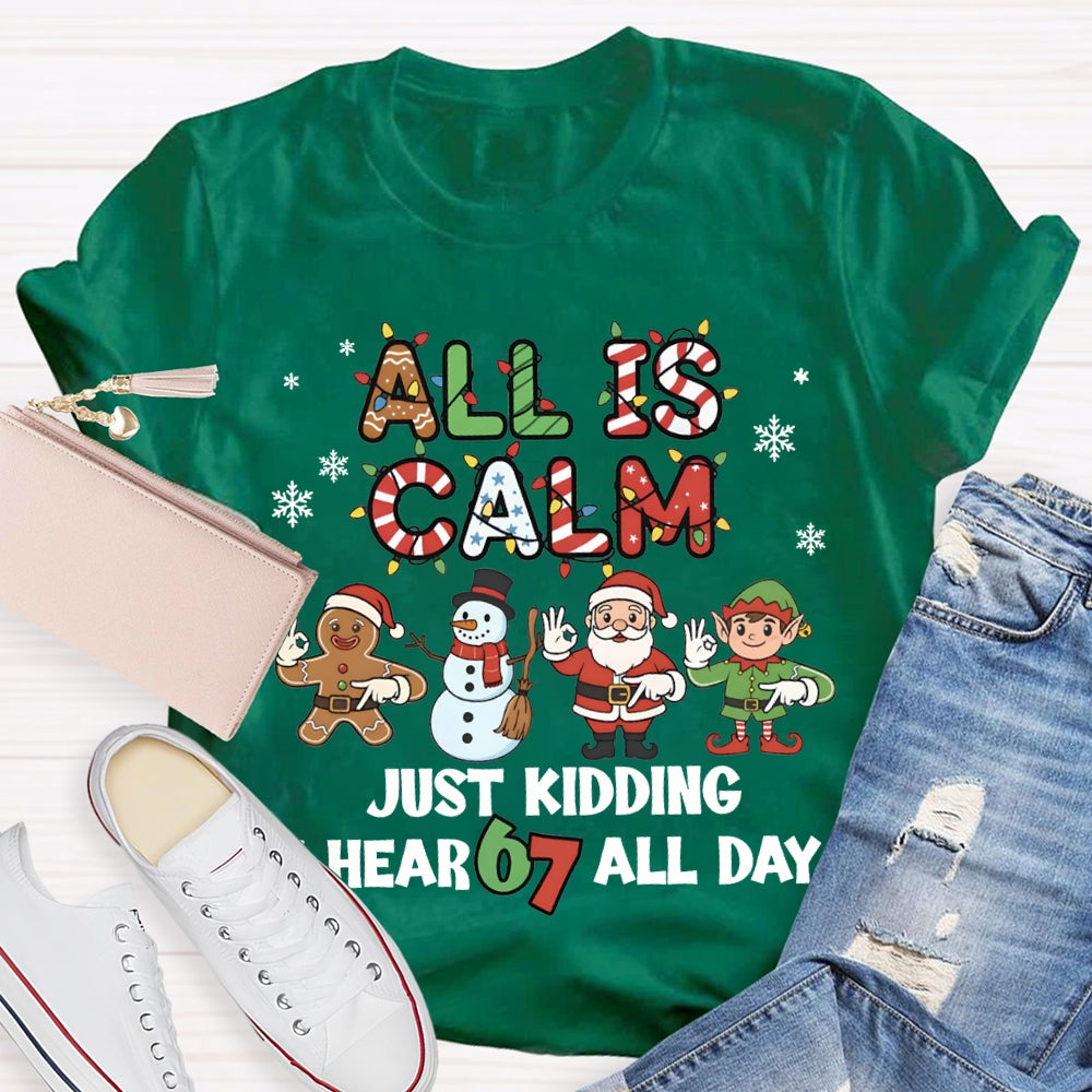 All Is Calm Just Kidding I Hear 67 All Day Christmas Lights T-shirt