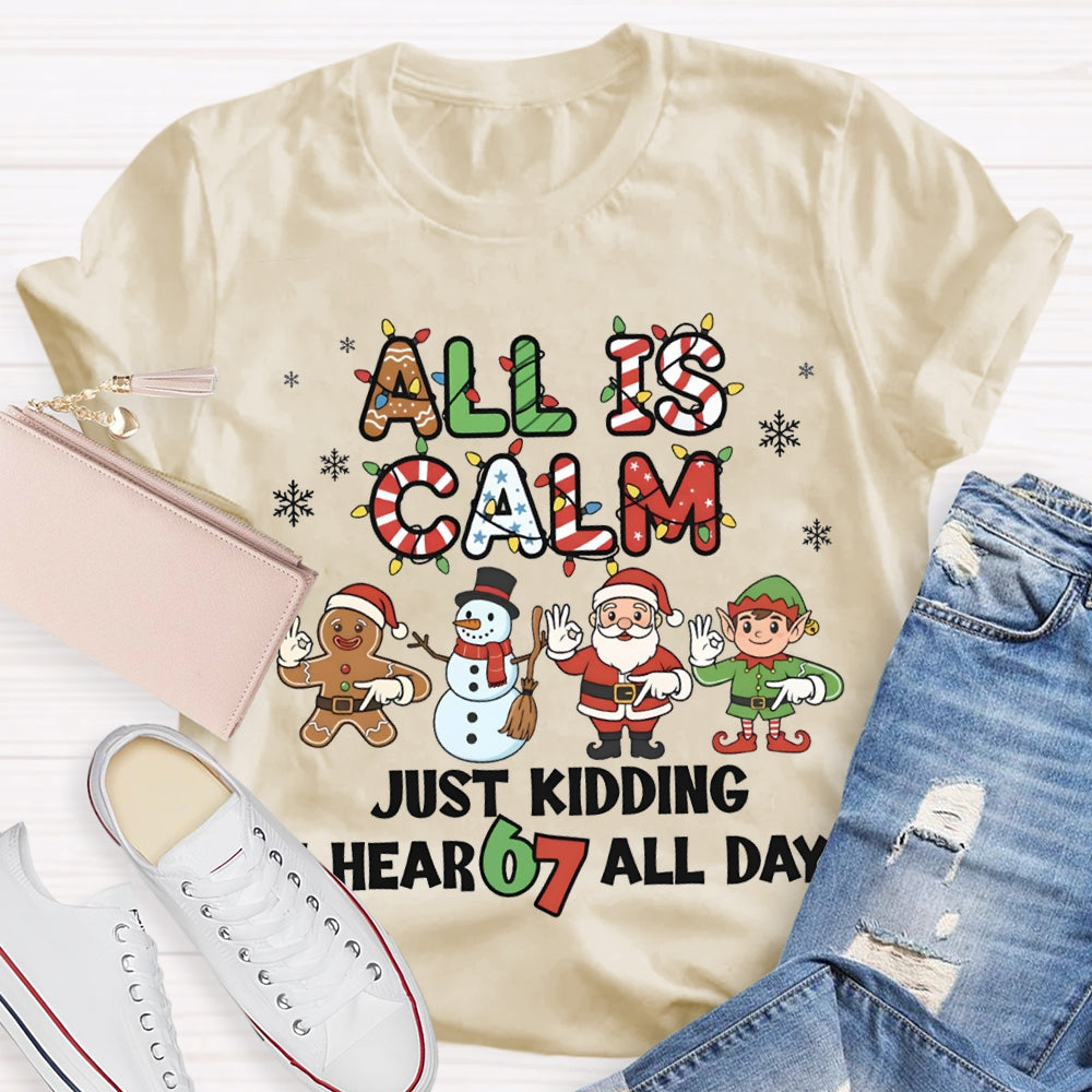 All Is Calm Just Kidding I Hear 67 All Day Christmas Lights T-shirt