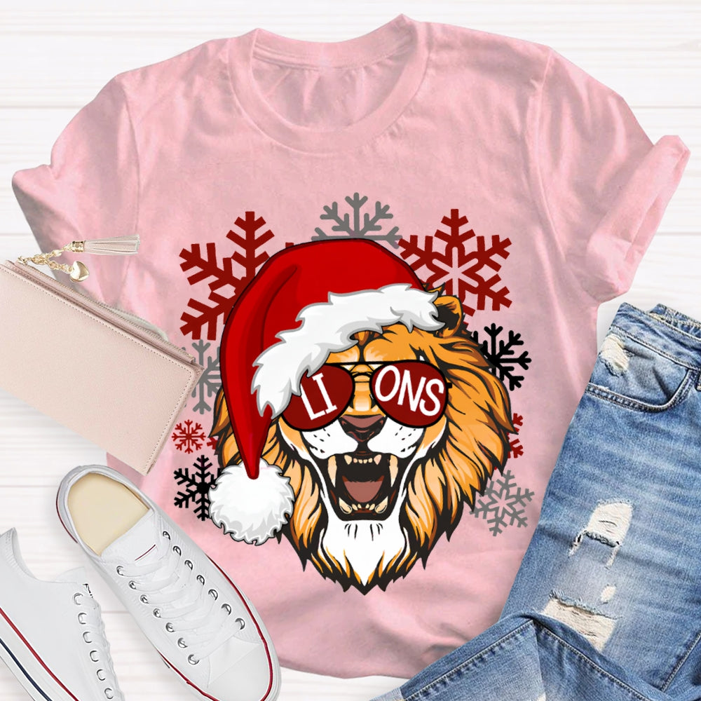 Personalized Mascot Christmas Hats And Snowflakes Christmas T-shirt