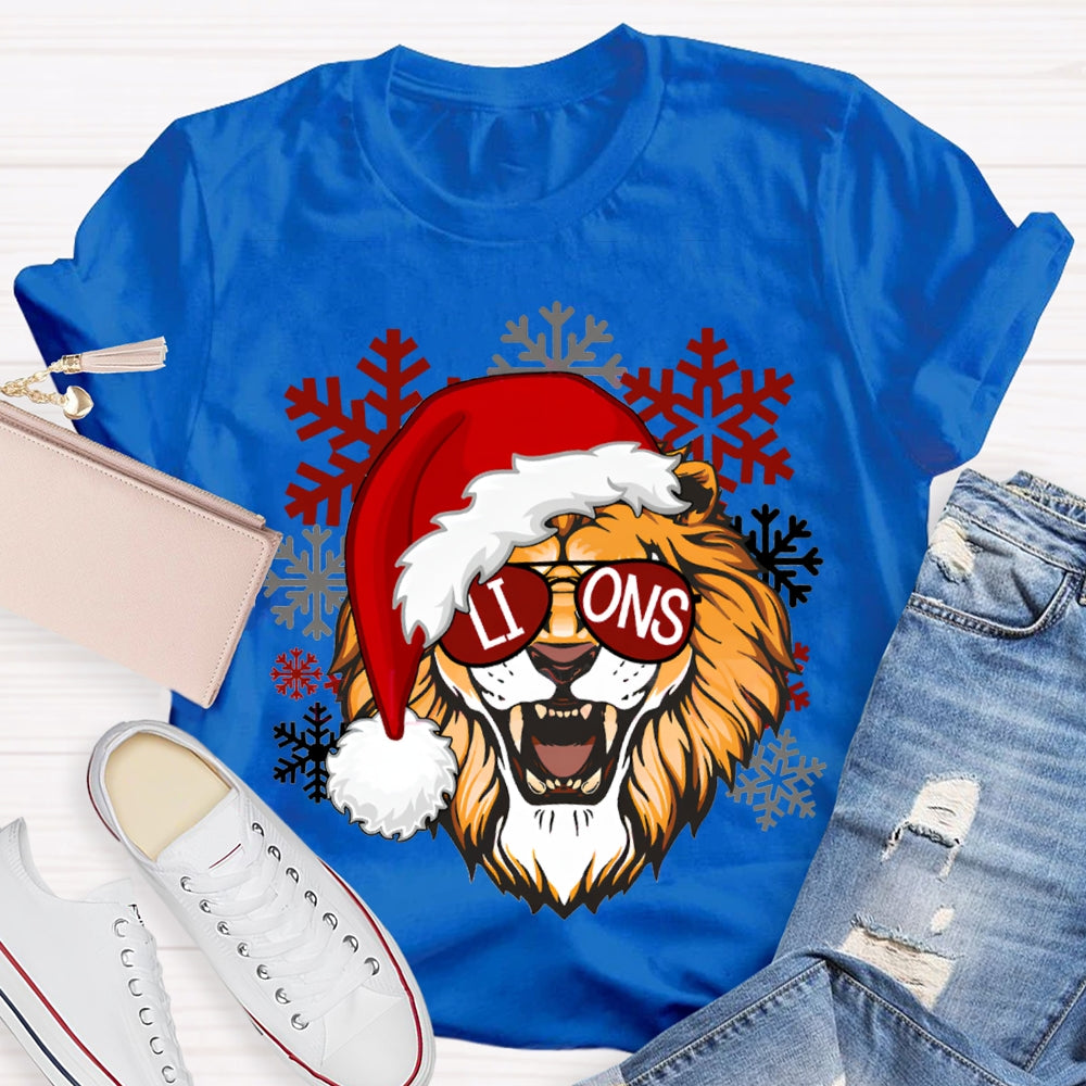 Personalized Mascot Christmas Hats And Snowflakes Christmas T-shirt