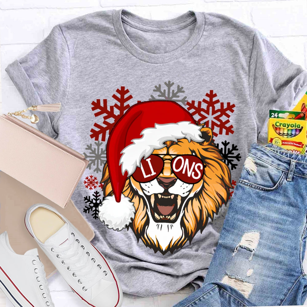 Personalized Mascot Christmas Hats And Snowflakes Christmas T-shirt