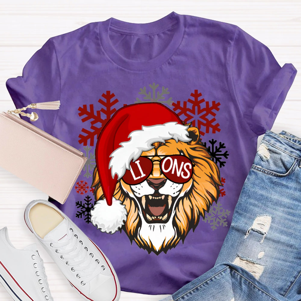 Personalized Mascot Christmas Hats And Snowflakes Christmas T-shirt