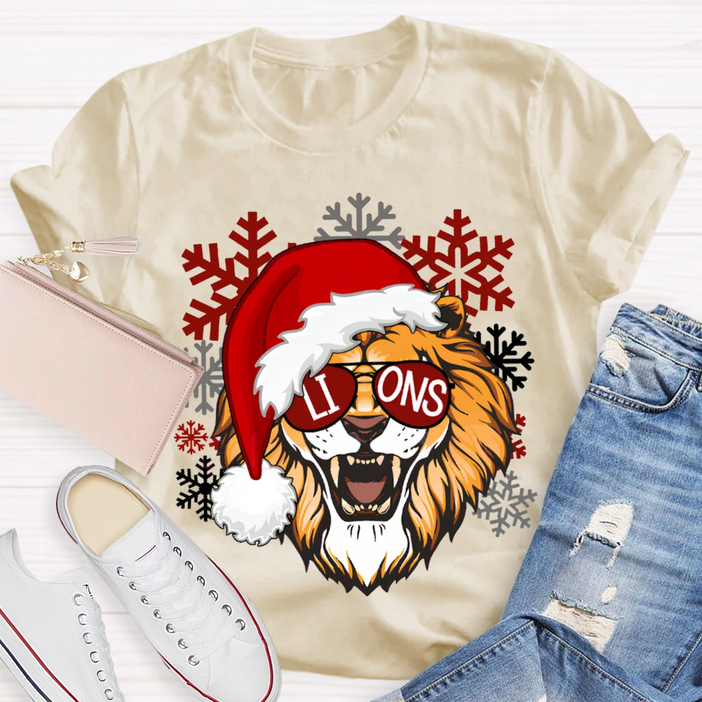 Personalized Mascot Christmas Hats And Snowflakes Christmas T-shirt