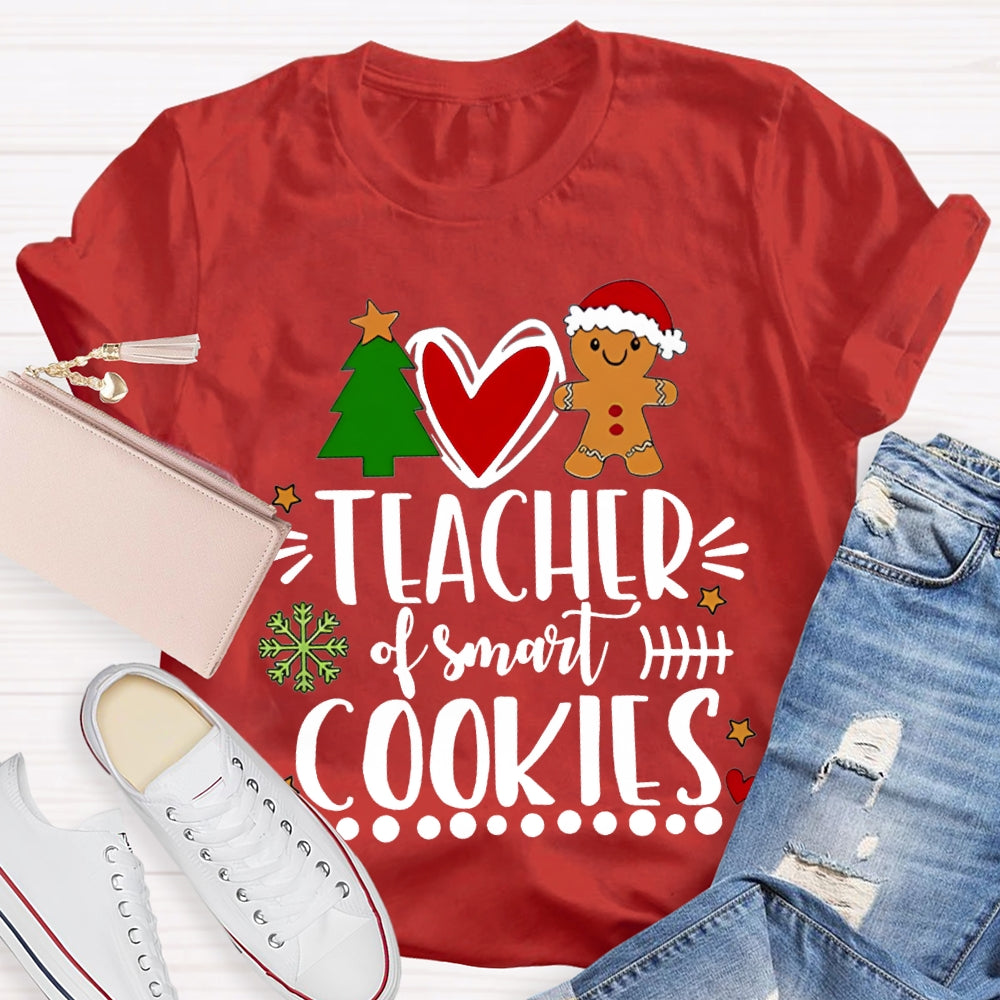 Teacher Of Smart Cookies Christmas Tree And Heart T-shirt