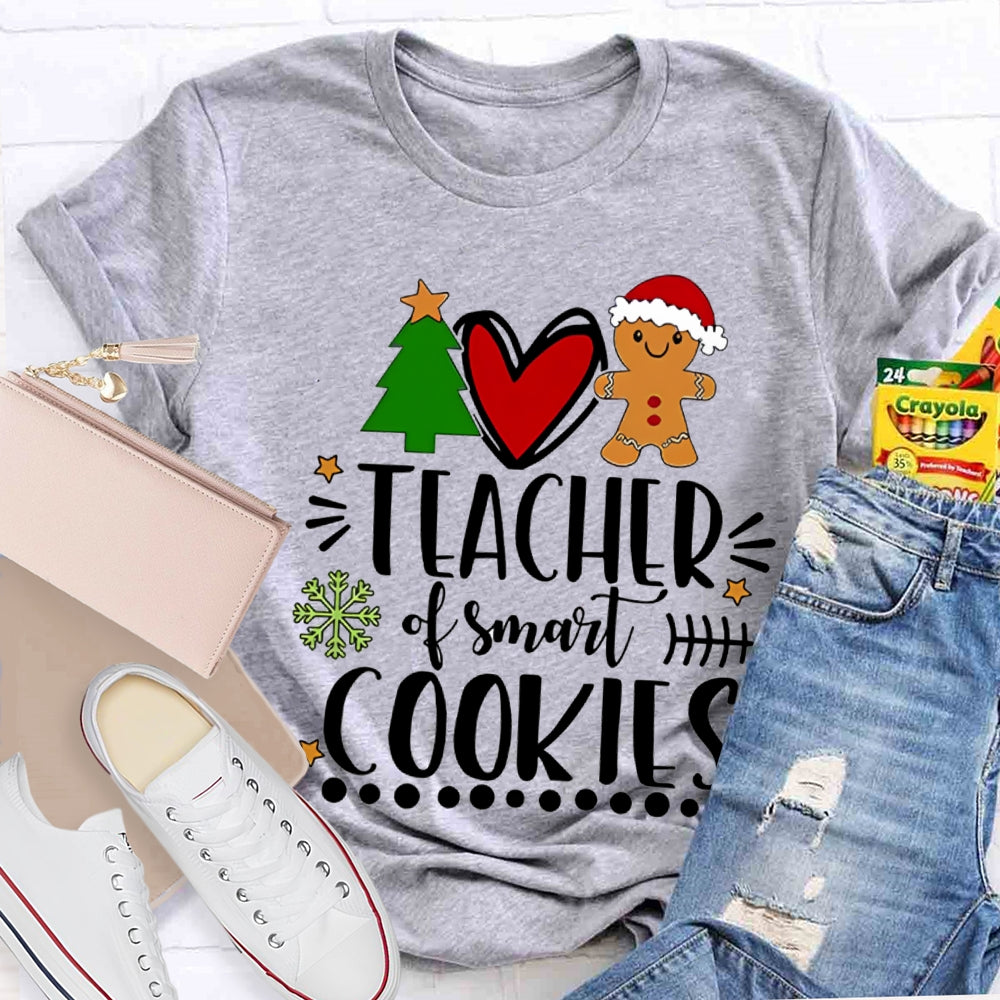 Teacher Of Smart Cookies Christmas Tree And Heart T-shirt