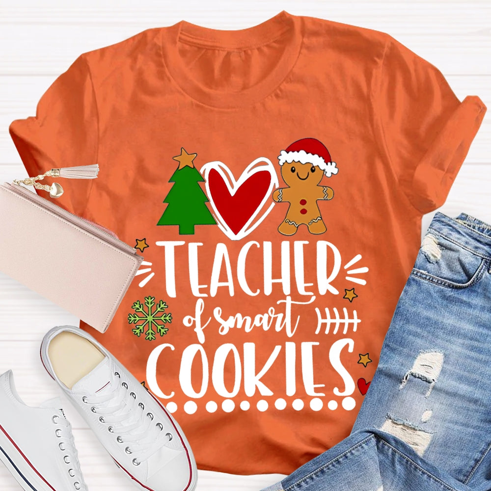 Teacher Of Smart Cookies Christmas Tree And Heart T-shirt
