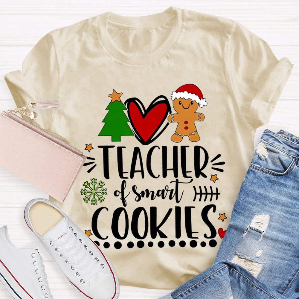 Teacher Of Smart Cookies Christmas Tree And Heart T-shirt
