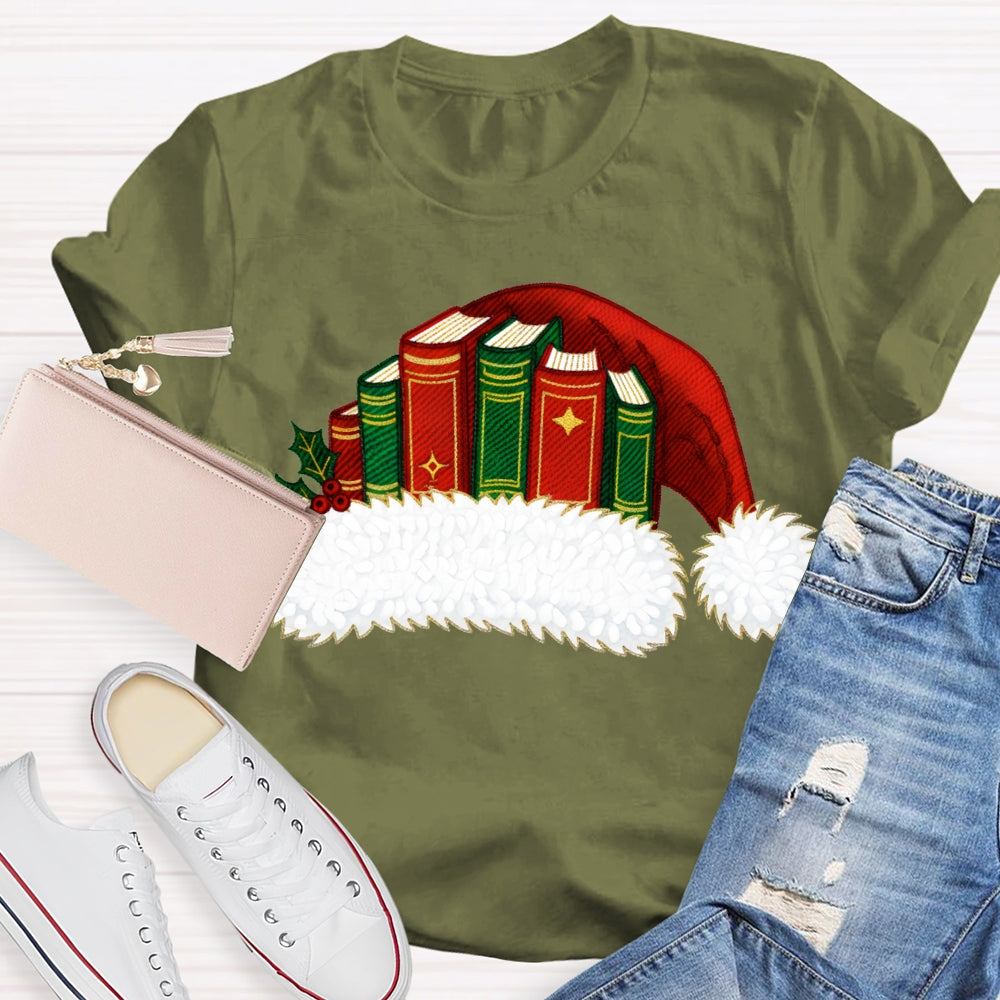 Christmas Books And Santa Hats Christmas Vibes T-shirt