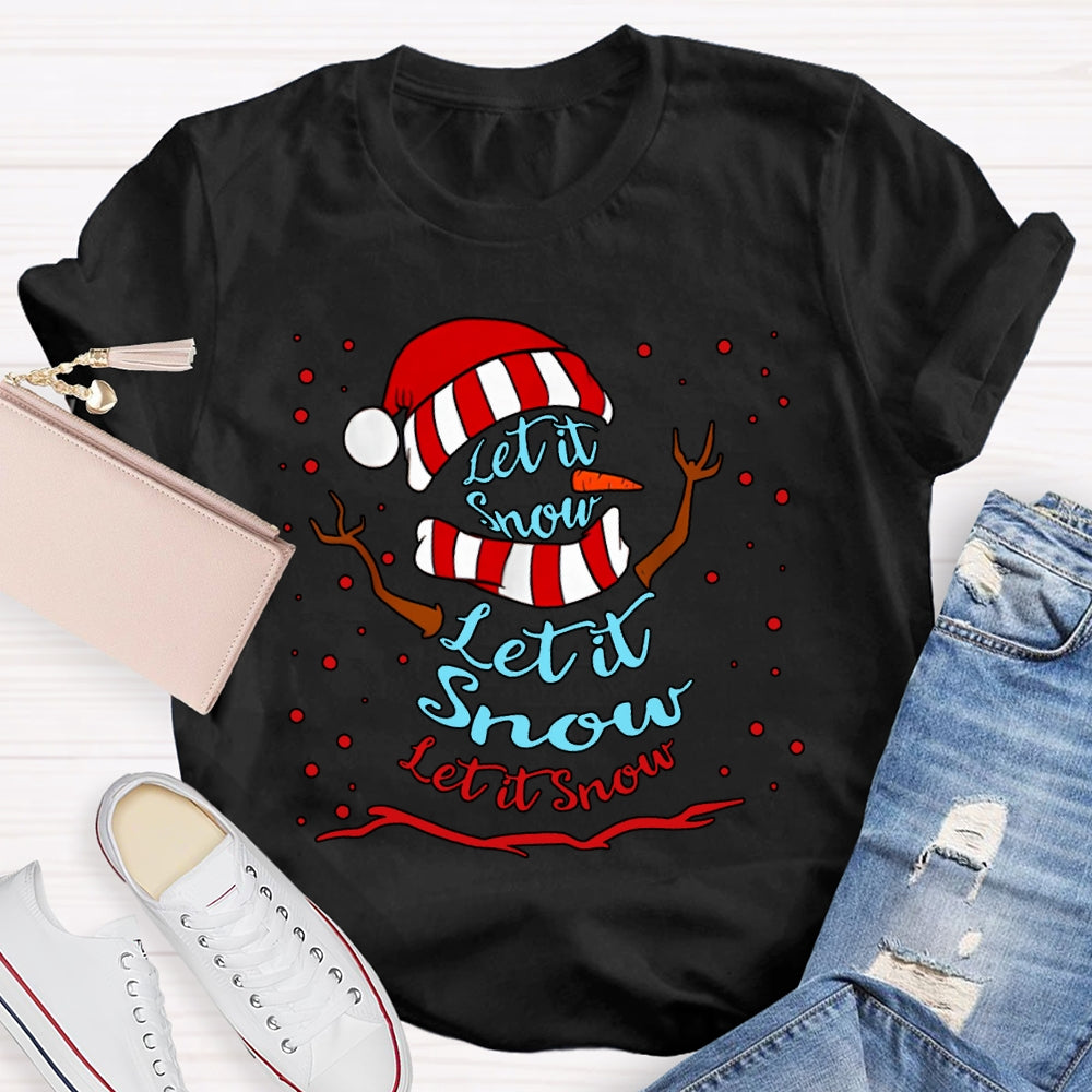 Let It Snow Christmas Hat And Snowflake Christmas T-shirt