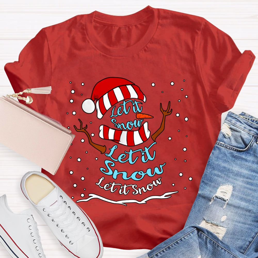 Let It Snow Christmas Hat And Snowflake Christmas T-shirt