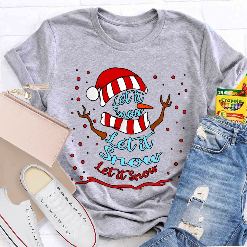 Let It Snow Christmas Hat And Snowflake Christmas T-shirt