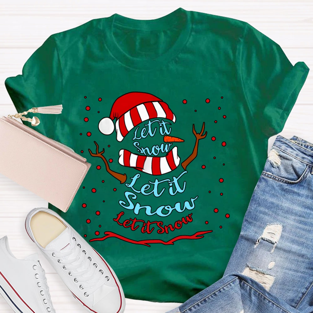 Let It Snow Christmas Hat And Snowflake Christmas T-shirt