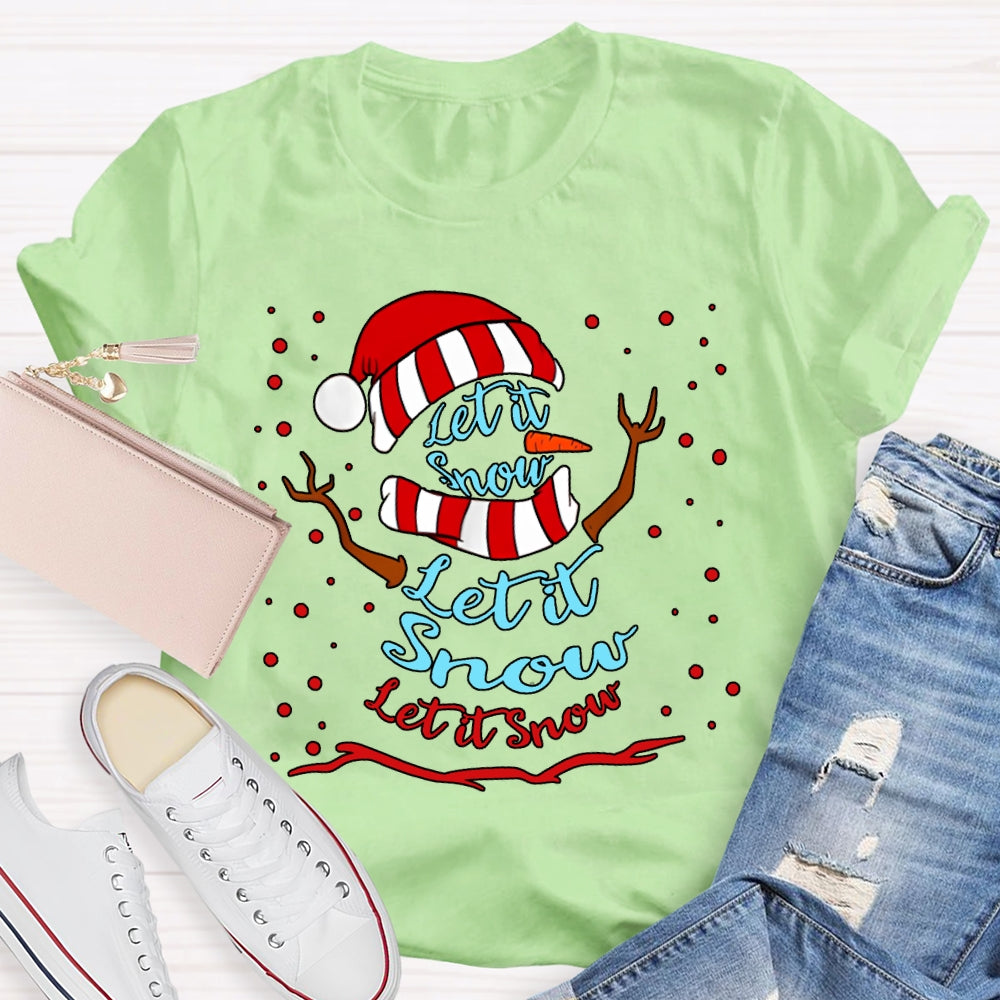 Let It Snow Christmas Hat And Snowflake Christmas T-shirt