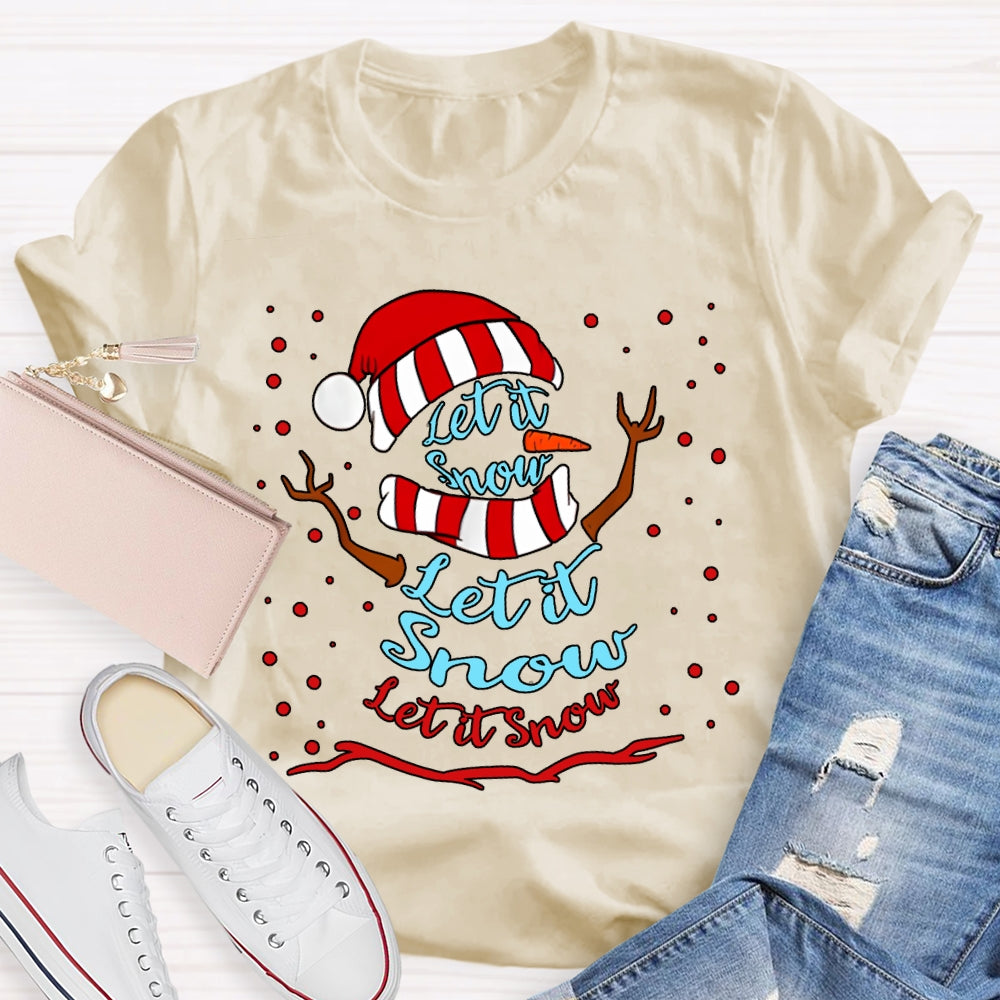 Let It Snow Christmas Hat And Snowflake Christmas T-shirt