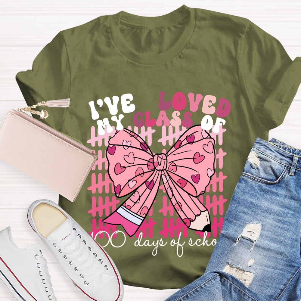 I'Ve Loved My Class Of 100 Days Of School Pink Bow T-Shirt