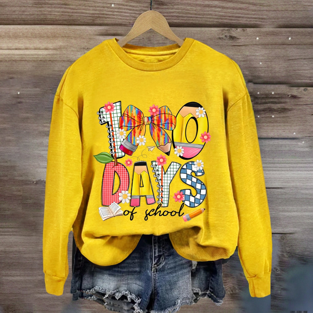 100 Days Of School Colorful Bows And Flowers Sweatshirt