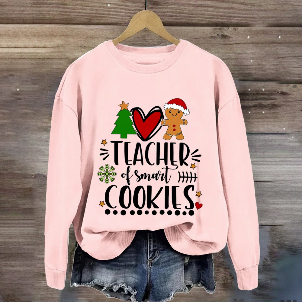 Teacher Of Smart Cookies Christmas Tree And Heart Sweatshirt