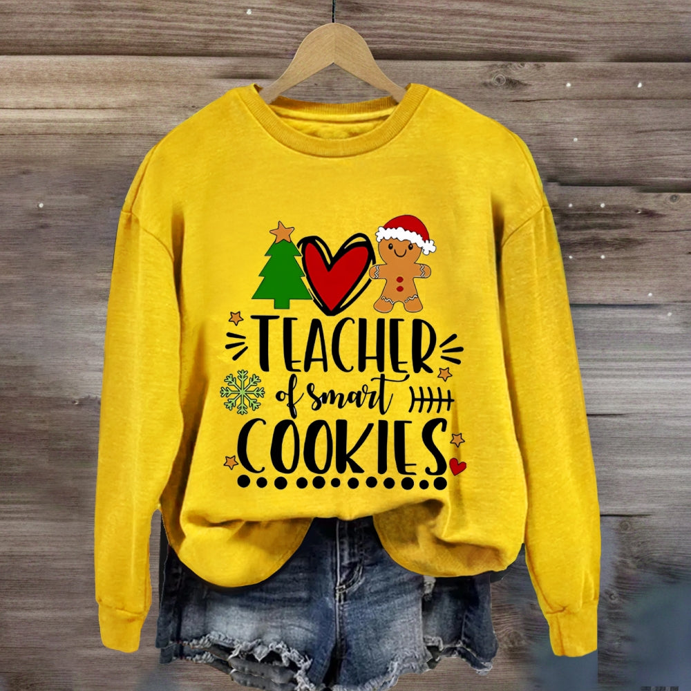 Teacher Of Smart Cookies Christmas Tree And Heart Sweatshirt
