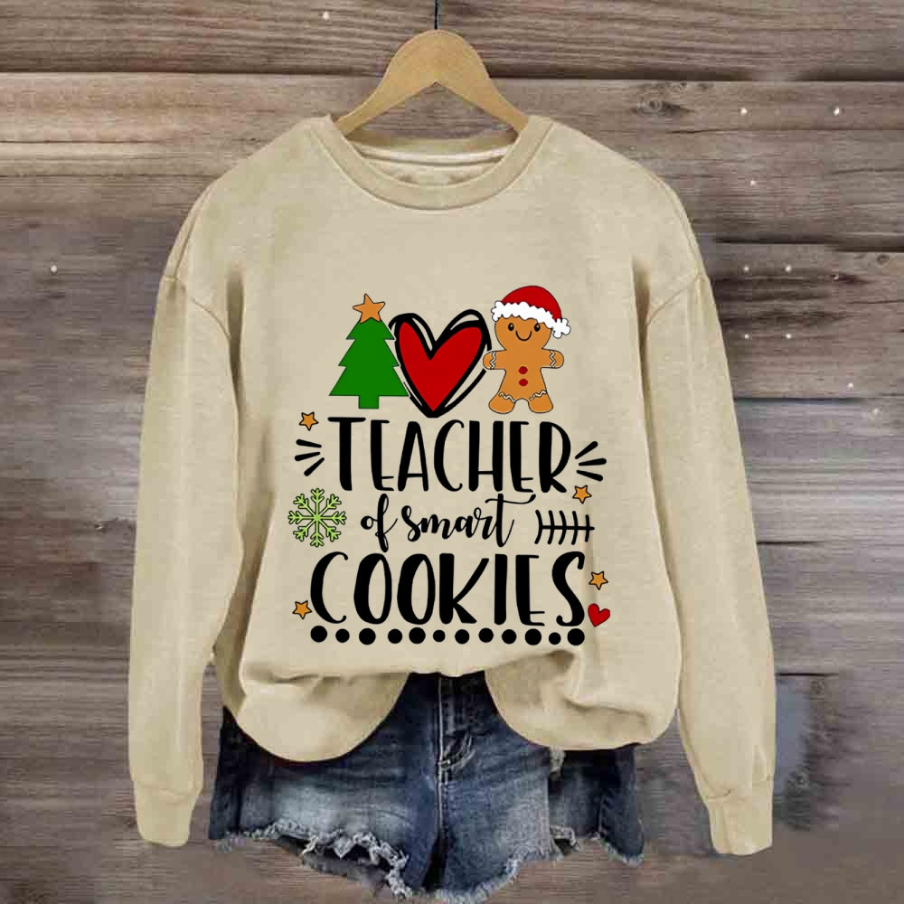 Teacher Of Smart Cookies Christmas Tree And Heart Sweatshirt