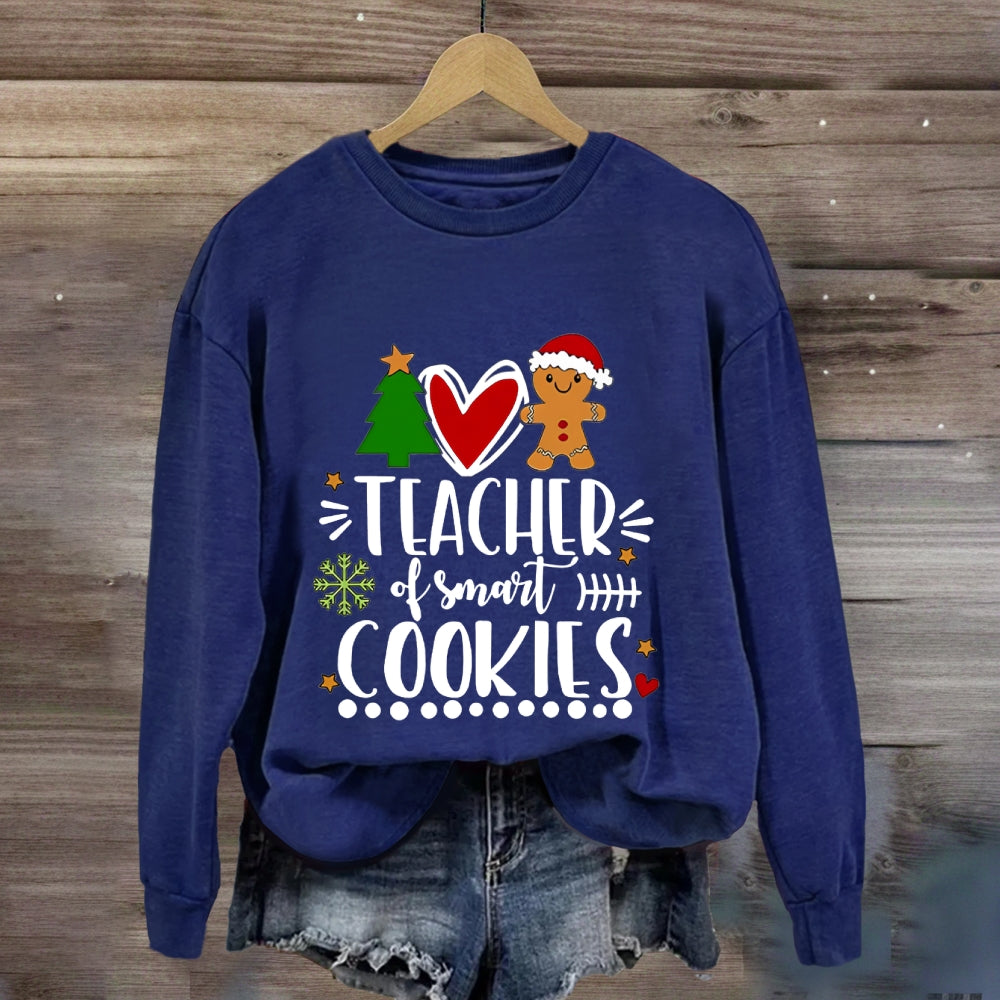 Teacher Of Smart Cookies Christmas Tree And Heart Sweatshirt