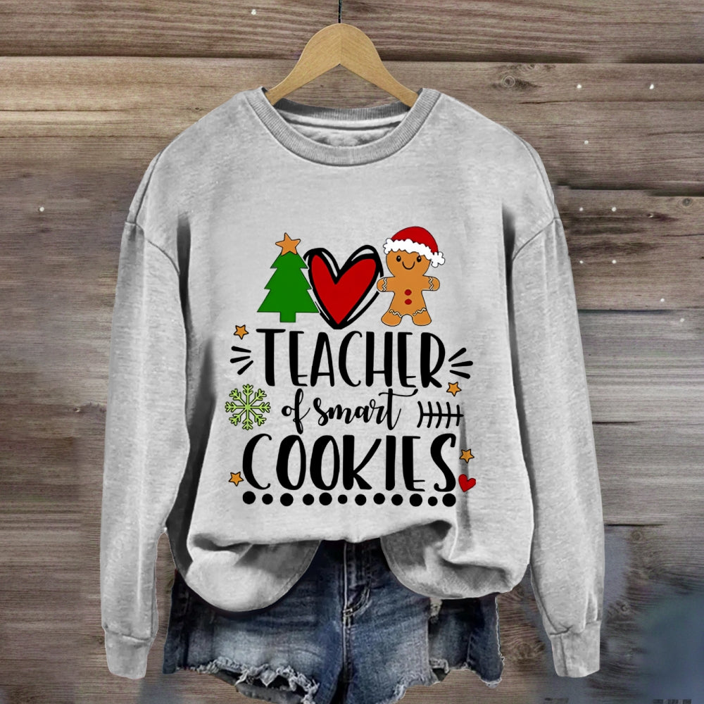Teacher Of Smart Cookies Christmas Tree And Heart Sweatshirt