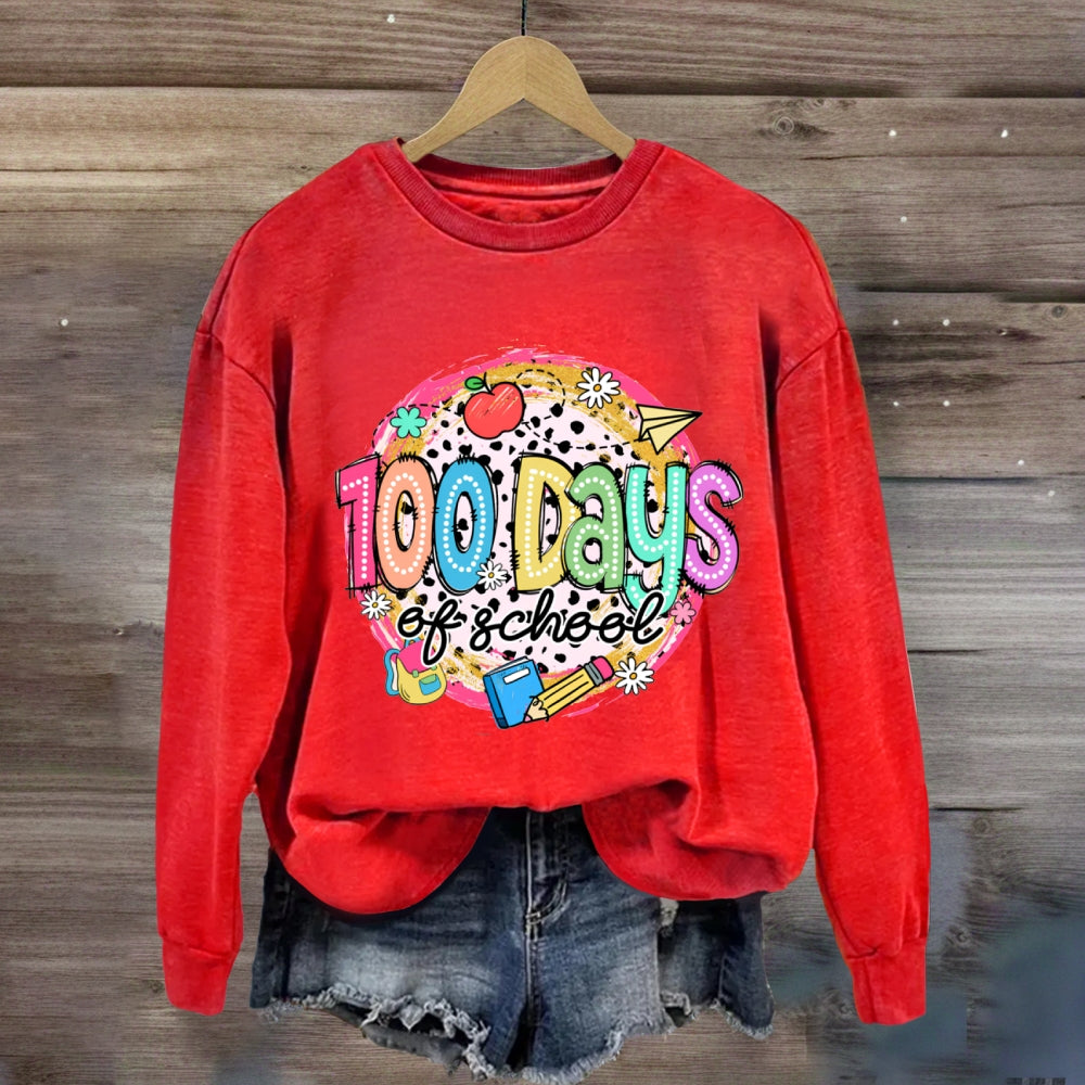 100 Days Of School Colorful Polka Dot Sweatshirt