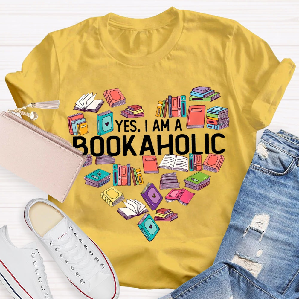 Yes I Am A Bookaholic Book Heart T-shirt