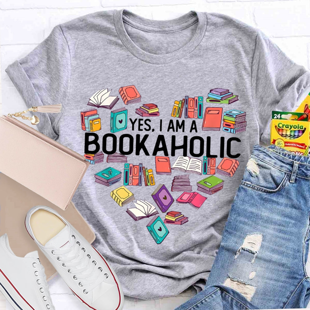 Yes I Am A Bookaholic Book Heart T-shirt