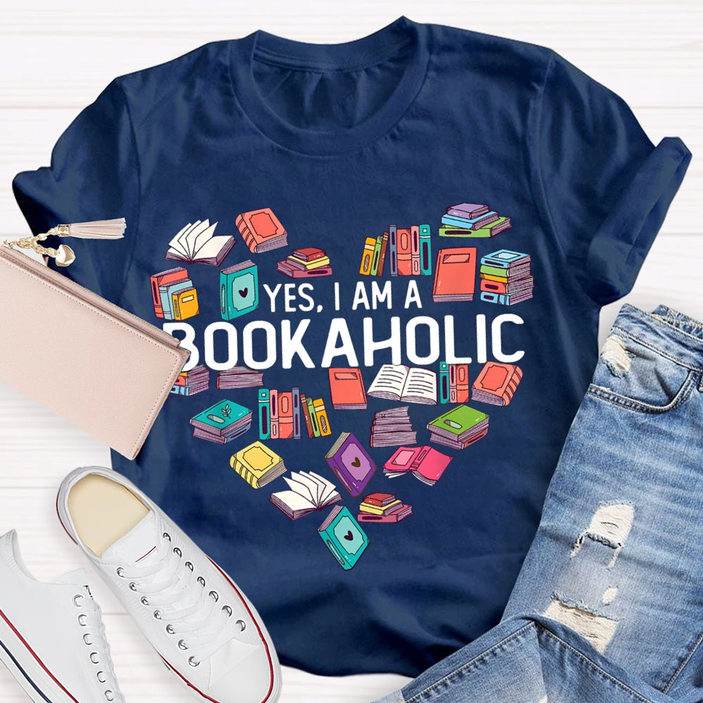 Yes I Am A Bookaholic Book Heart T-shirt