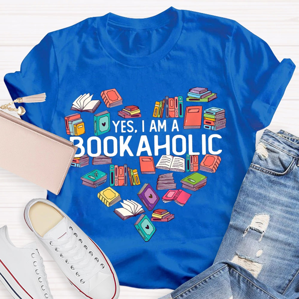 Yes I Am A Bookaholic Book Heart T-shirt