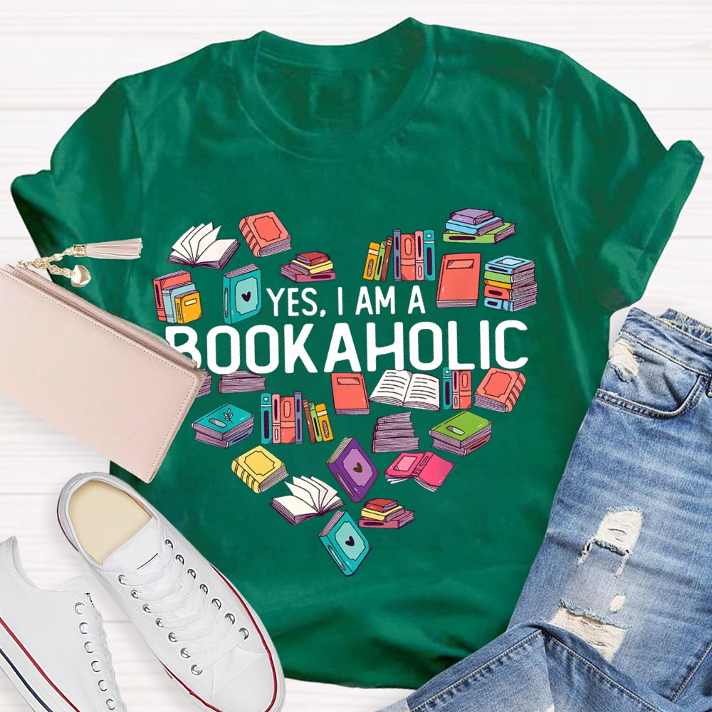 Yes I Am A Bookaholic Book Heart T-shirt