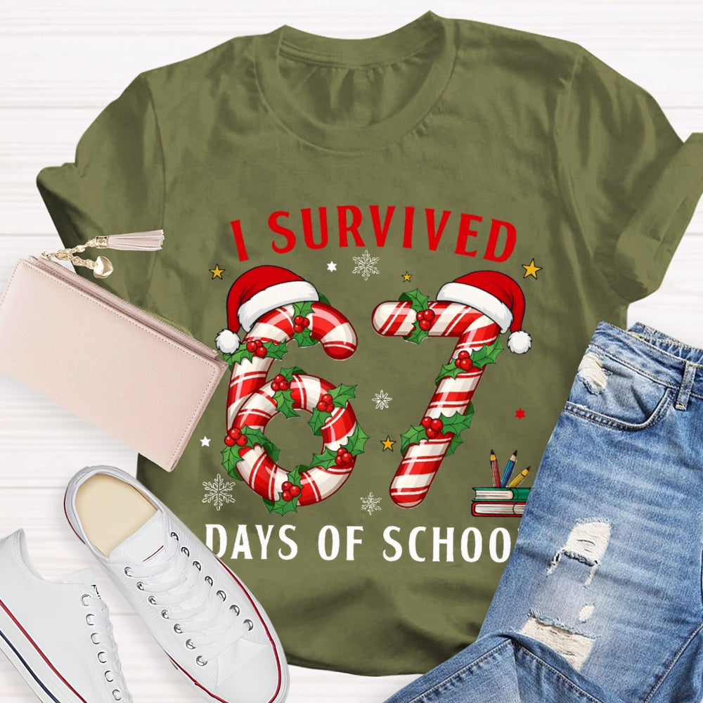 I Survived 67 Days Of School Christmas Candy Numbers T-shirt