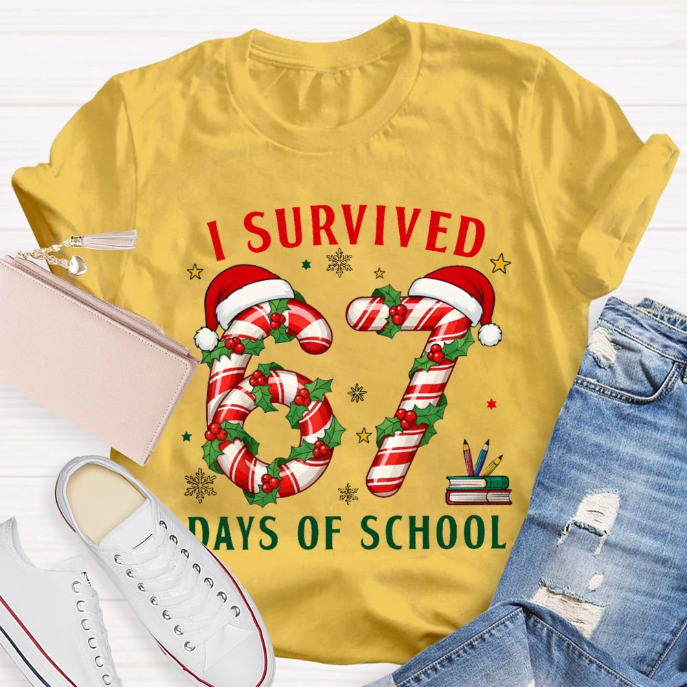 I Survived 67 Days Of School Christmas Candy Numbers T-shirt