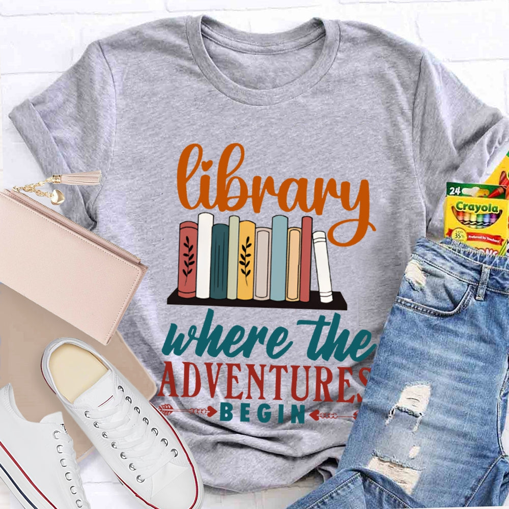 Library Where The Adventures Begin Librarian T-shirt