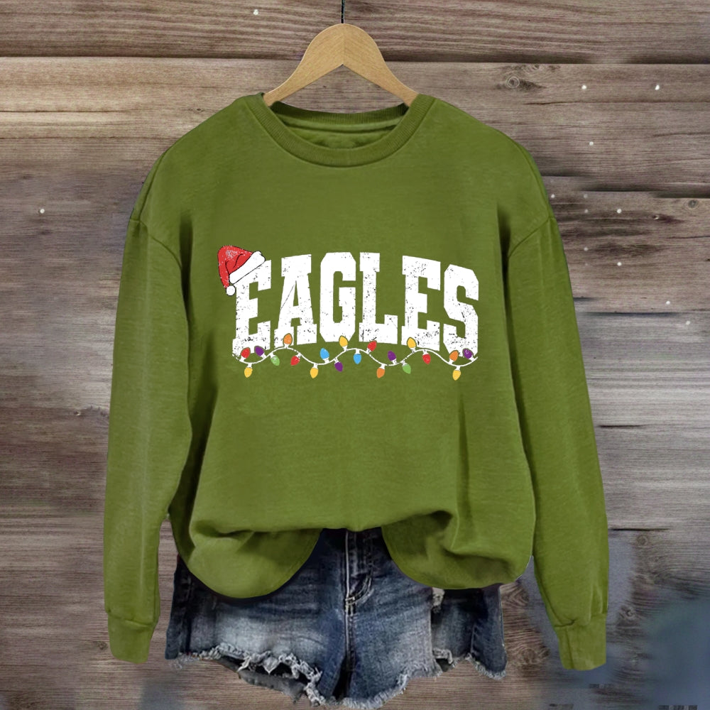 Personalized Mascot Eagles Christmas Lights Sweatshirt